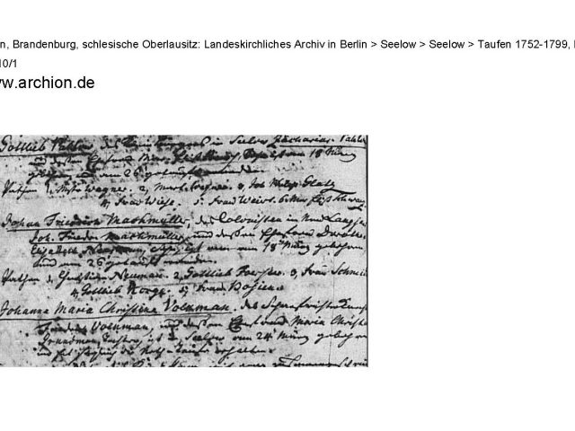 Geburt Johann Friedrich Machmüller 1797; Quelle Archion Originalscann